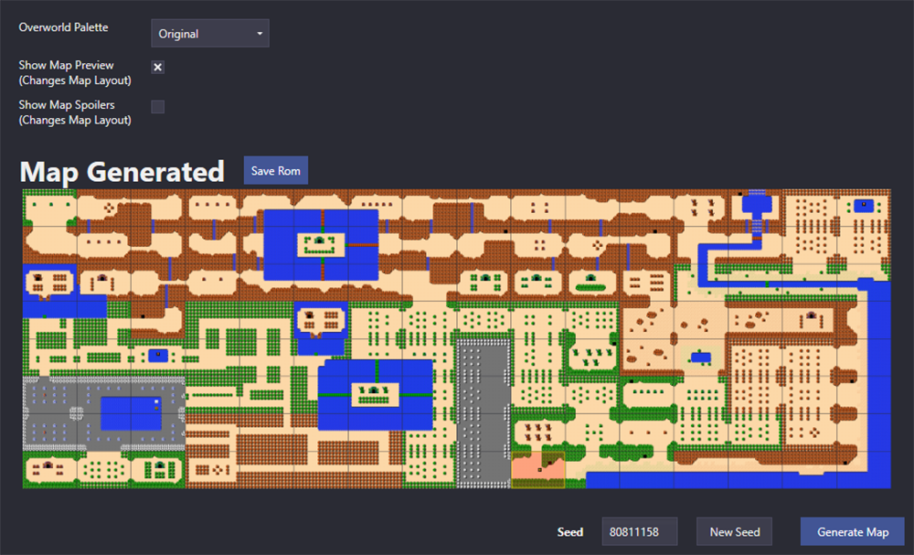 NES Legend of Zelda Overworld Map 